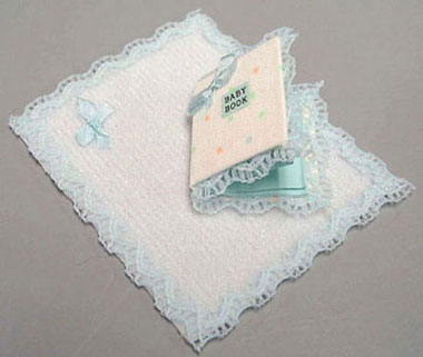 Dollhouse Miniature Blanket And Baby Book